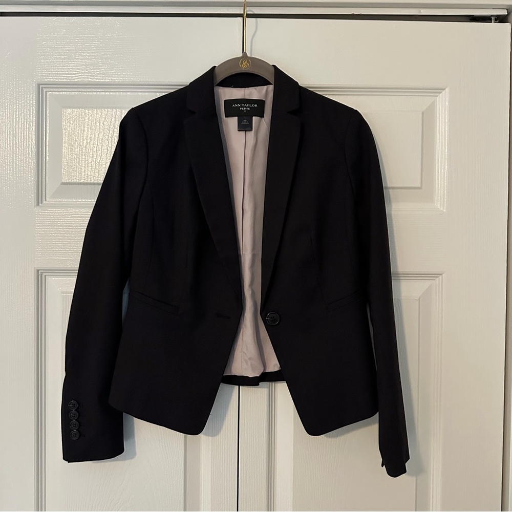 Ann Taylor Black Women's Single-Button Tailored Blazer